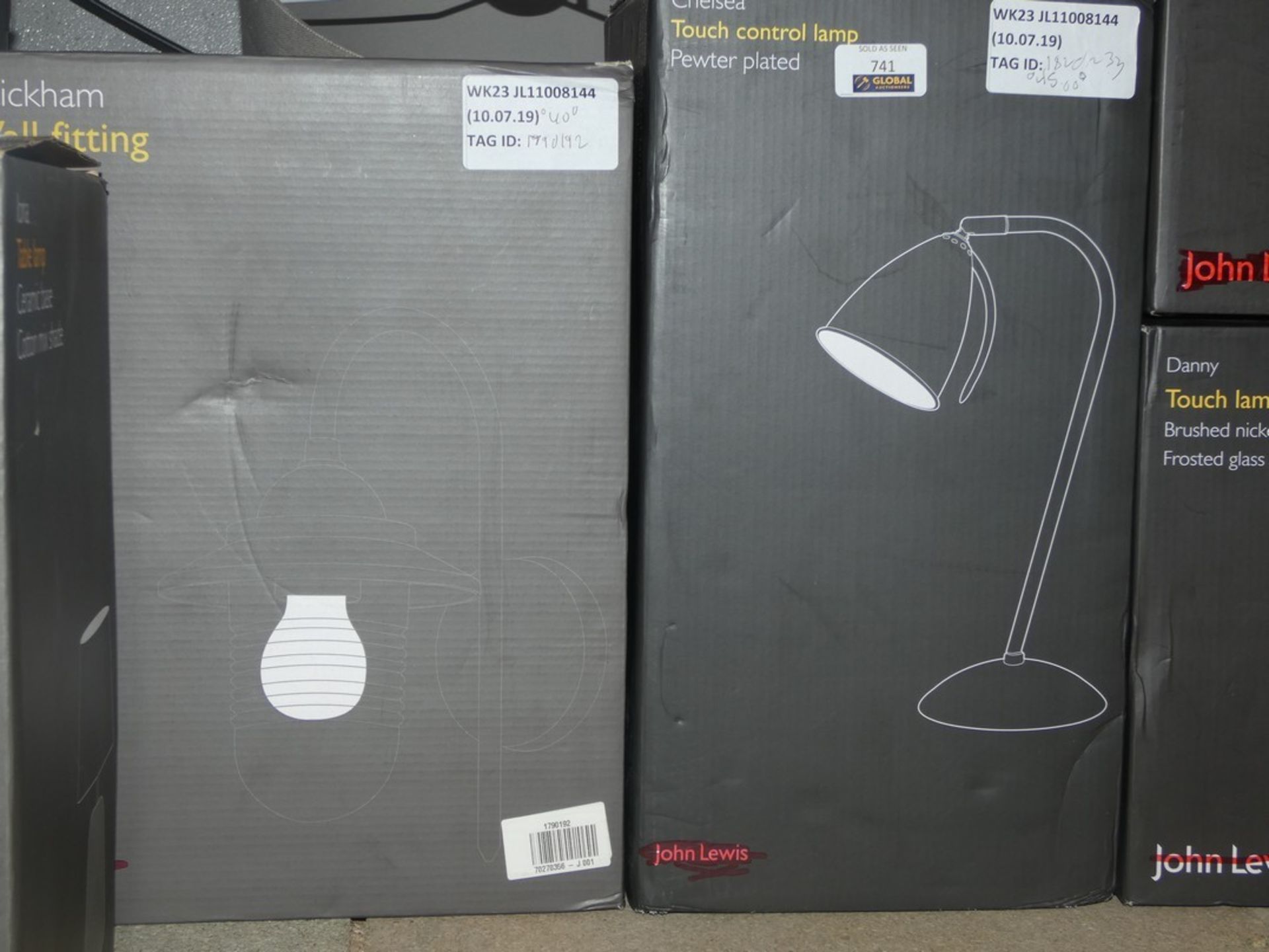 Lot to Contain 2 Boxed Assorted Lighting Items To Include A John Lewis Chelsea Touch Control Lamp