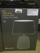 Lot to Contain 2 Boxed John Lewis And Partners Iona Ceramic Base Cut And Mix Shade Table Lamps RRP£