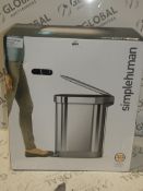 Boxed Simple Human Stainless Steel Step Can RRP £95 (2252471) (Viewings And Appraisals Are Highly