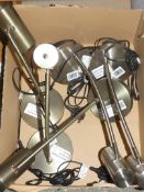 Lot to Contain 5 Assorted Antique Brass And Stainless Steel Oliver Intergrated LED Table Lamps