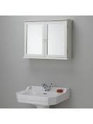 Boxed St Ives Solid White Wooden Double Door Mirrored Bathroom Cabinet RRP £100 (RET00258507) (