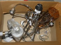 Lot to Contain 4 Assorted Lighting Items To Include Designer Stainless Steel Ceiling Light