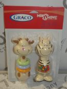 Lot to Contain 12 Brand New Graco Mix it And Move It Twin Pack Rattle Set RRP£10.0 Each (Viewings