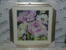Flowers On Black By Artist Susan Pepe Framed Wall Art Picture RRP £80 (2274478) (Viewings And