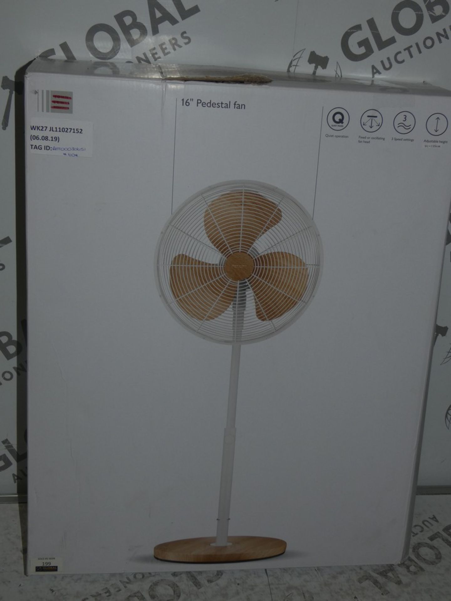 Boxed John Lewis And Partners 16 Inch Pedestal Osolating Stand Fan RRP £60 (RET00030651) (Viewings