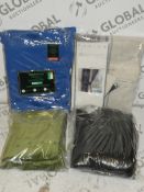 Lot To Contain 4 Assorted Pairs Of Green Eyelet Headed Curtains, Black Thermal Black Out Curtains