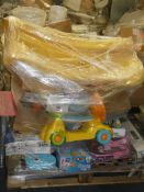 Pallet to Contain a Large Amount of Childrens Toys, Clocks, Blinds and Childrens Bags RRP £1,