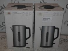 Boxed John Lewis And Partners 1.7 Litre Brushed Stainless Steel Cordless Jug Kettles RRP £40 Each (