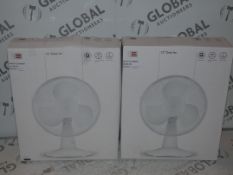 Assorted Items To Include 2x 12 Inch Desk Fans And 1 16Inch Pedestal Fan RRP £20-30 (2309496) (