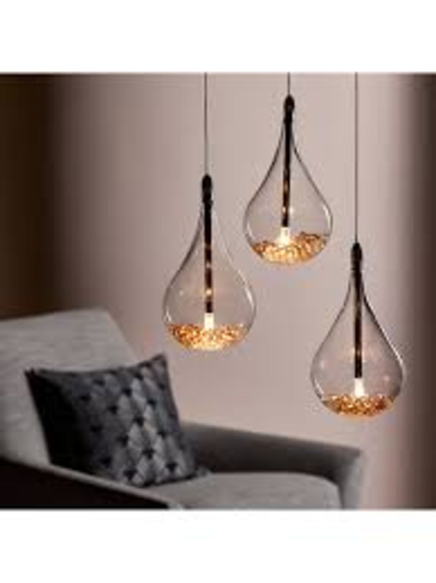 Boxed Sebastian Chrome Finish Glass Ceiling Light Fitting RRP £195 (2317807) (Viewings And