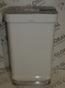 Boxed Simple Human Nano Silver 45 Litre Stainless Steel And White Step Can RRP £150 (1593230) (