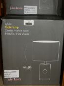 Boxed John Lewis And Partners Sylvie Green Marble And White Marble Designer Table Lamps RRP£90.0 (