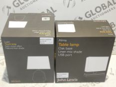 Boxed John Lewis And Partners Ramani Iridescent Bronze Finish Linen Mix Shade Designer Table Lamp