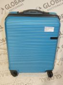 Qube Colinear Four Wheel Light Blue Hard Shell Spinner Cabin Bag RRP£80.0(RET00197562))(Viewings And