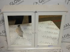Boxed St. Ives Solid White Wooden Double Door Mirrored Bathroom Cabinet RRP £100 (Viewings And
