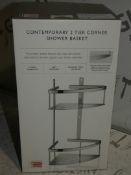 Boxed Contemporary 2 Tier Corner Shower Basket RRP £120 (2336657) (Viewings And Appraisals Are