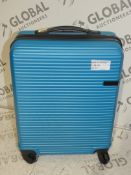 Qube Colinear Four Wheel Light Blue Hard Shell Spinner Cabin Bag RRP£80.0(RET00197563))(Viewings And