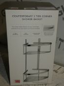 Boxed Contemporary 2 Tier Corner Shower Basket RRP £120 (2336653) (Viewings And Appraisals Are