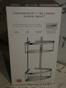Boxed Contemporary 2 Tier Corner Shower Basket RRP £120 (2336648) (Viewings And Appraisals Are