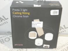 Boxed John Lewis And Partners Presta 3 Light Chrome Ceiling Light Fitting RRP £55 (2300057) (
