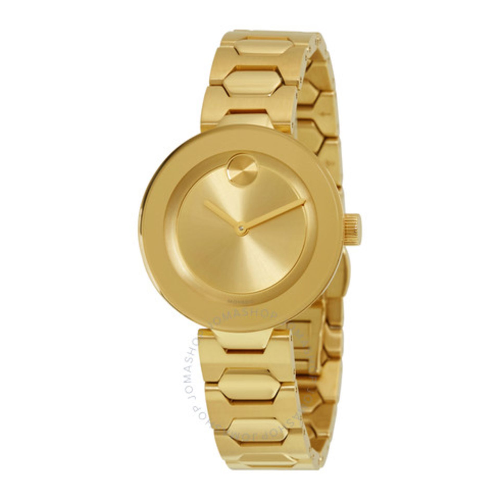 Movado Bold ladies watch reference 3600382, PVD yellow gold plate bracelet & case, champagne dial.