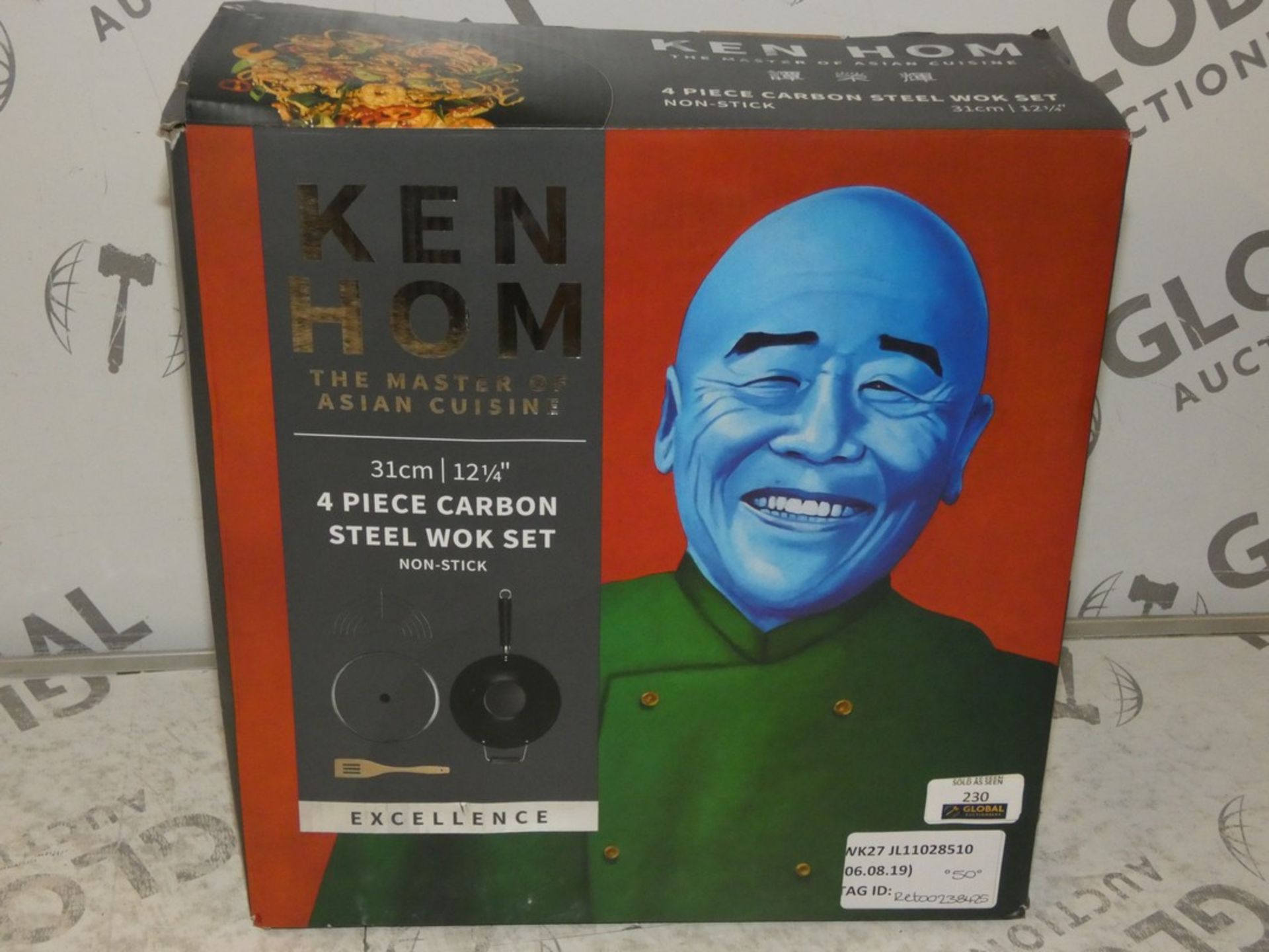 Boxed Kenhom 31cm 4 Piece Carbon Steel Wok Set RRP £50 (RET00238425) (Viewing or Appraisals Highly