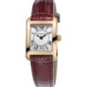 Frederique Constant ladies watch reference FC-200MC14, PVD rose gold case with ruby red strap, white