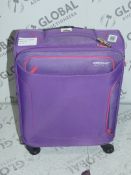American Tourister Small Soft Shell Purple 360 Wheel Spinner Cabin Bag RRP £55 (RET00215402) (