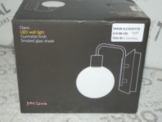 Boxed John Lewis And Partners Dano LED Gun Metal Finish Small Glass Shade Wall Light RRP £65 (