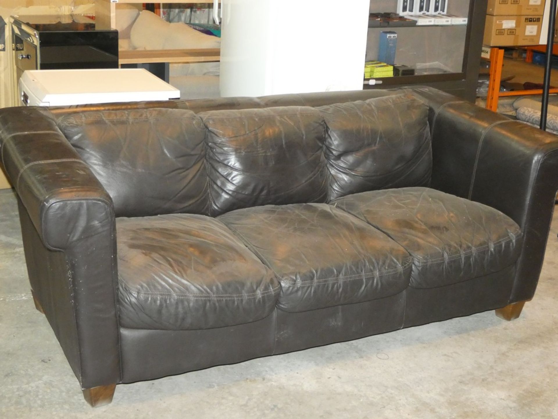3 Seater Leather Sofa in Black