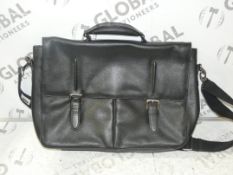 John Lewis and Partners Black Leather Salzburg Laptop Bag RRP £150 (RET00350504)