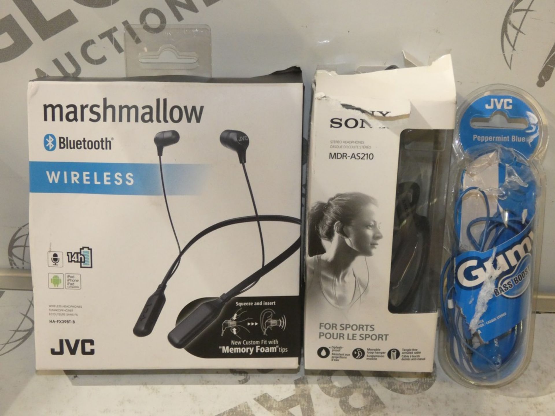 Lot to Contain 5 Assorted Pairs Of JVC And Sony Earbuds And Earphones (To Be Handed Out By Staff