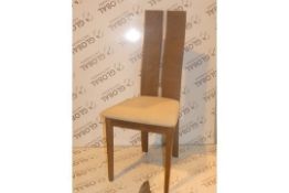 Lot To Contain 2 Walnut And Beige Fabric Upholstered Dining Chairs Combined RRP £120 (Viewings And