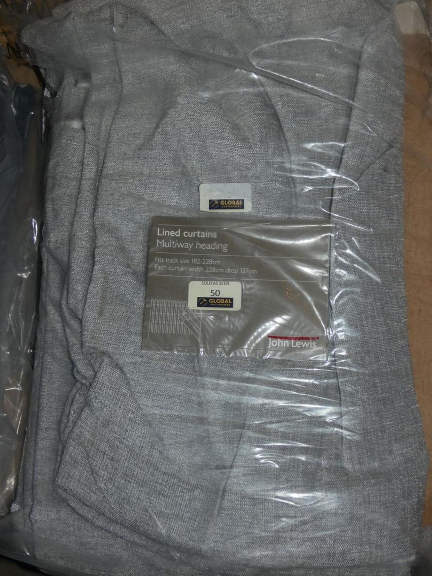 Lot To Contain 1X Bagged Pair Of John Lewis And Partners Multiway Heading Soft Grey Designer