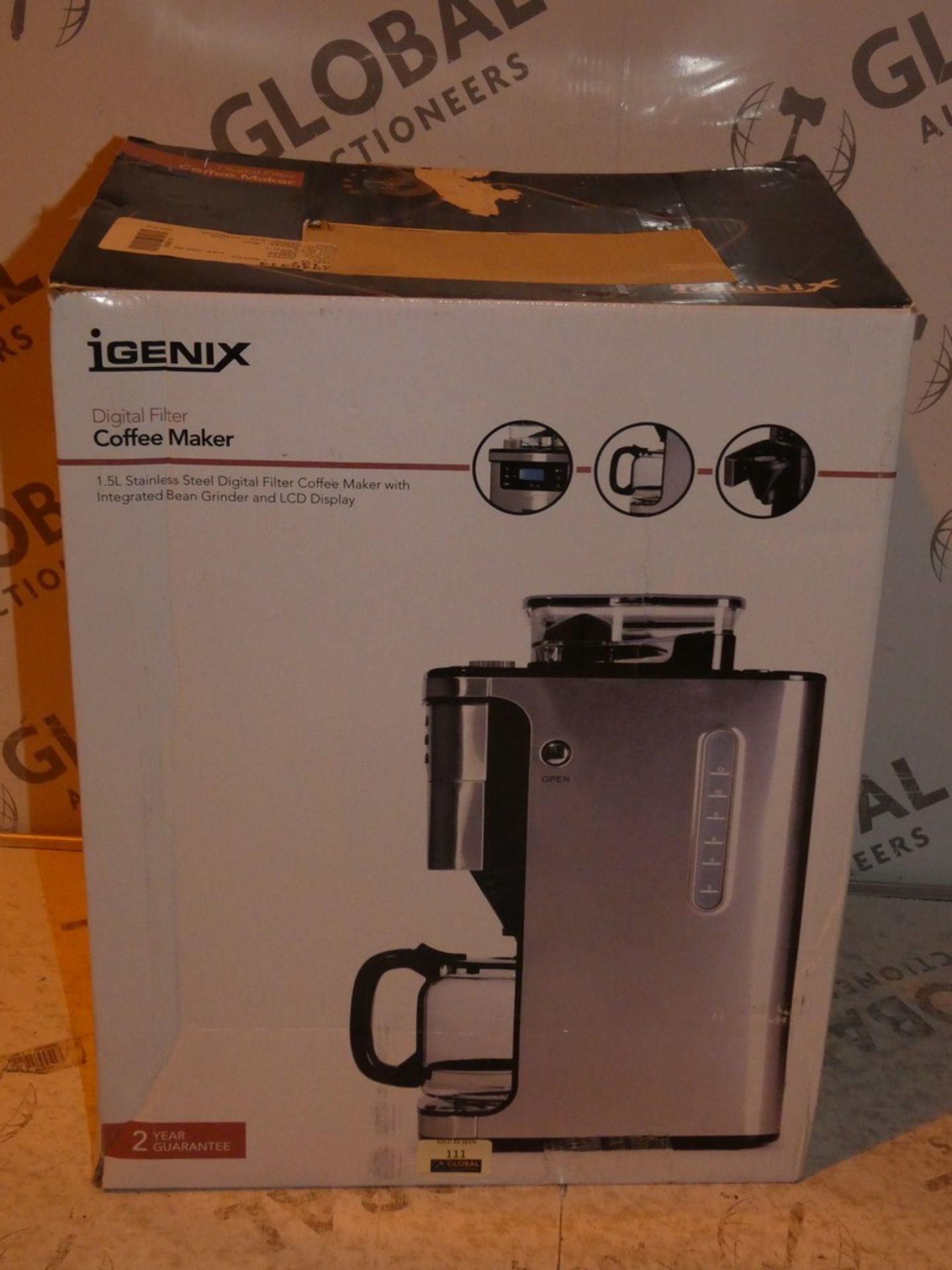 Boxed Igenix Digital Filter 1.5 Litre Stainless Steel Coffee Maker With LCD Display RRP £65 (