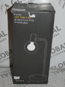 Boxed John Lewis And Partners Huxley Satin Nickel Smoked Glass Finish Table Lamp RRP £70 (