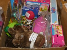 Lot To Contain An Assortment Of Children's Toy Items To Include Playmobil Doll House Puma Lion