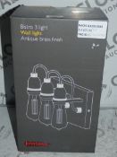 Boxed John Lewis And Partners Antique Brass Triple Bistro 3 Light Wall Light RRP £95 (