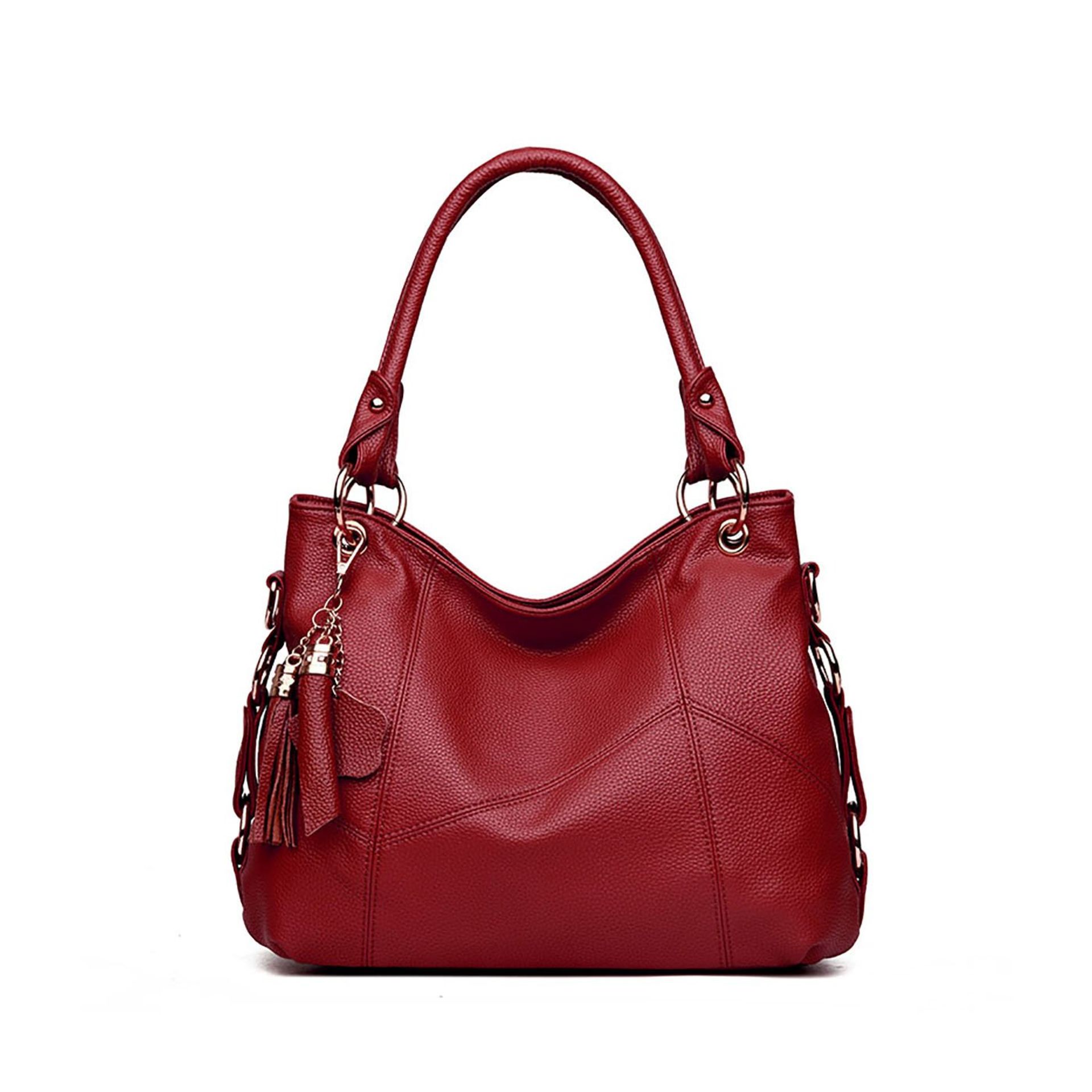 Brand New Women's Coolives Metal Ring Shoulder Strap Red Wine Handbag RRP £54.99