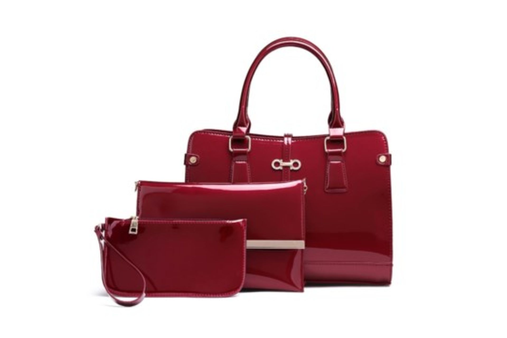 Brand New Women's Coolives Red Gloss 3 Piece Bag Set RRP £99.99