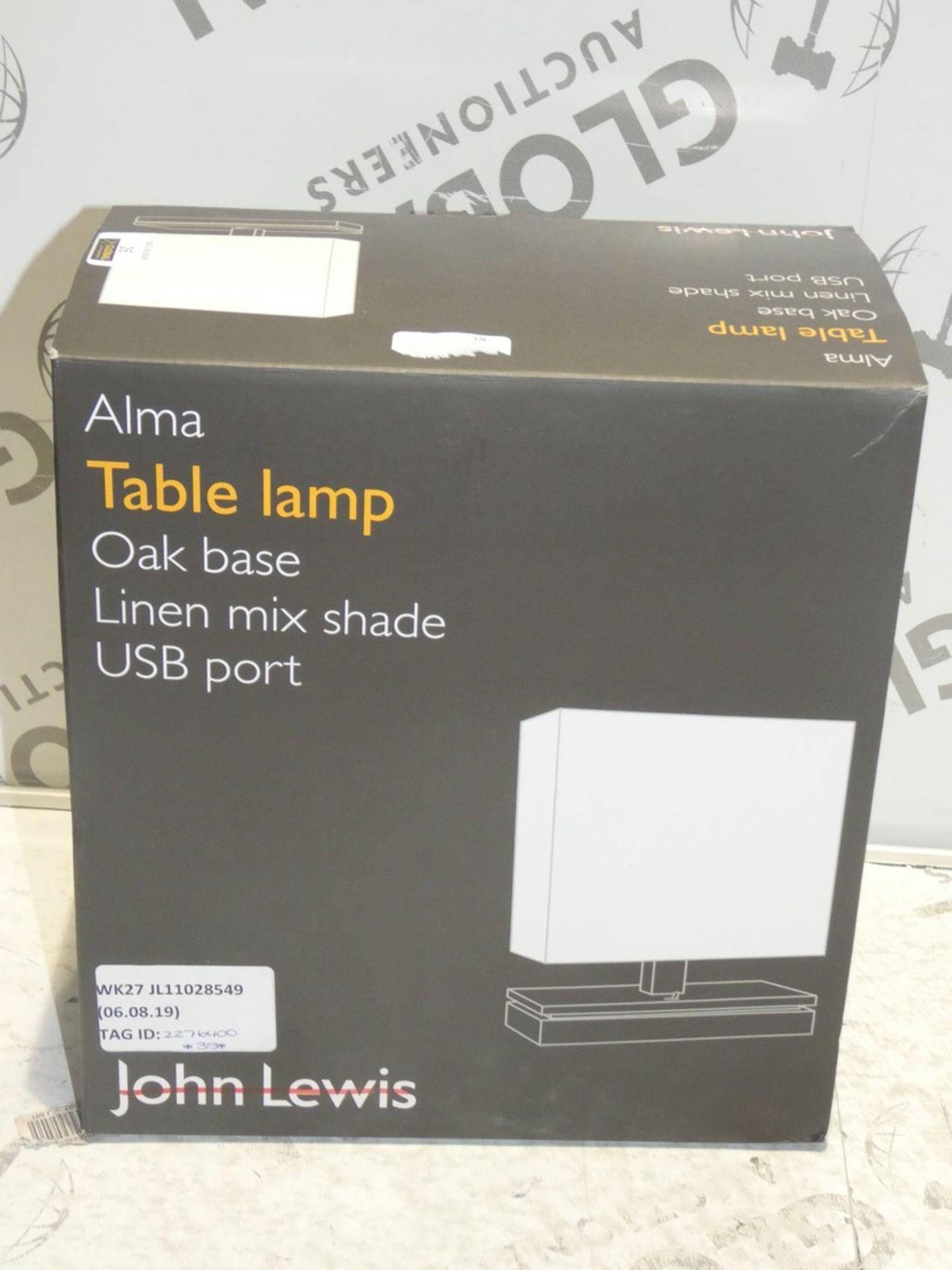 Boxed John Lewis And Partners Alma Oak Base Linen Mix Shade Table Lamp With USB Port RRP£35.0 (