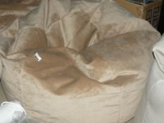 Large Beige Covered Soft Velvet Touch Bean Bag (Viewing/Appraisals Highly Recommended)