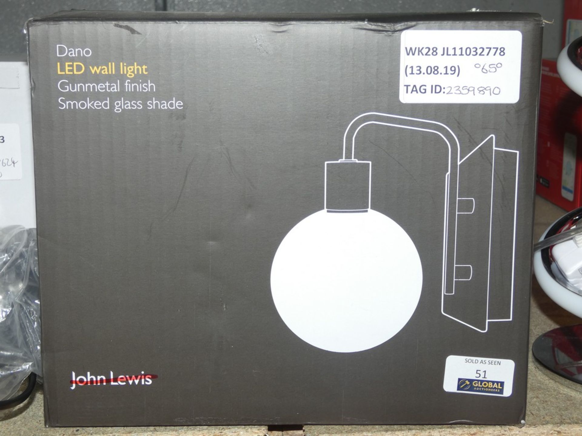Boxed John Lewis And Partners Danno Metal Grey LED Wall Light RRP£65.0(2259890) (Viewing/