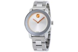 Movado Bold ladies watch reference 3600084, stainless steel bracelet & case, silver dial. New