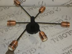 Boxed 1140 6 Light Black And Copper Ceiling Light (Viewing/Appraisals Highly Recommended)