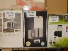 Boxed Assorted Lighting Items To Include Wofi Outdoor Wall Lights Globo Outdoor Wall Lights And