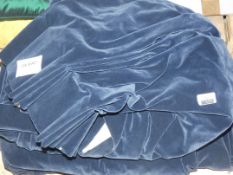 Large Pair Of Multi Way Headed Lustre Blue Velvet Touch Curtains RRP £180 (Viewing/Appraisals Highly