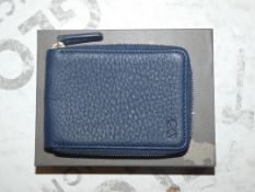 Boxed Brand New Octovo Navy Blue Leather Gold Zip Purse
