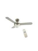 Boxed MiniSun Taurus Silver Grey Ceiling Fan With Remote Control RRP £100 (Viewing/Appraisals Highly
