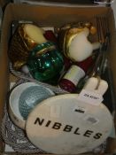 Boxes Containing A Large Assortment Of Items To Include Nibbles Bowls Golden Elephant Candles Rope